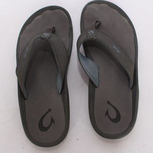 NWOT OluKai Ohana Flip Flops Slip On Shoes Grey Size 10 Beach Comfortable Sandal